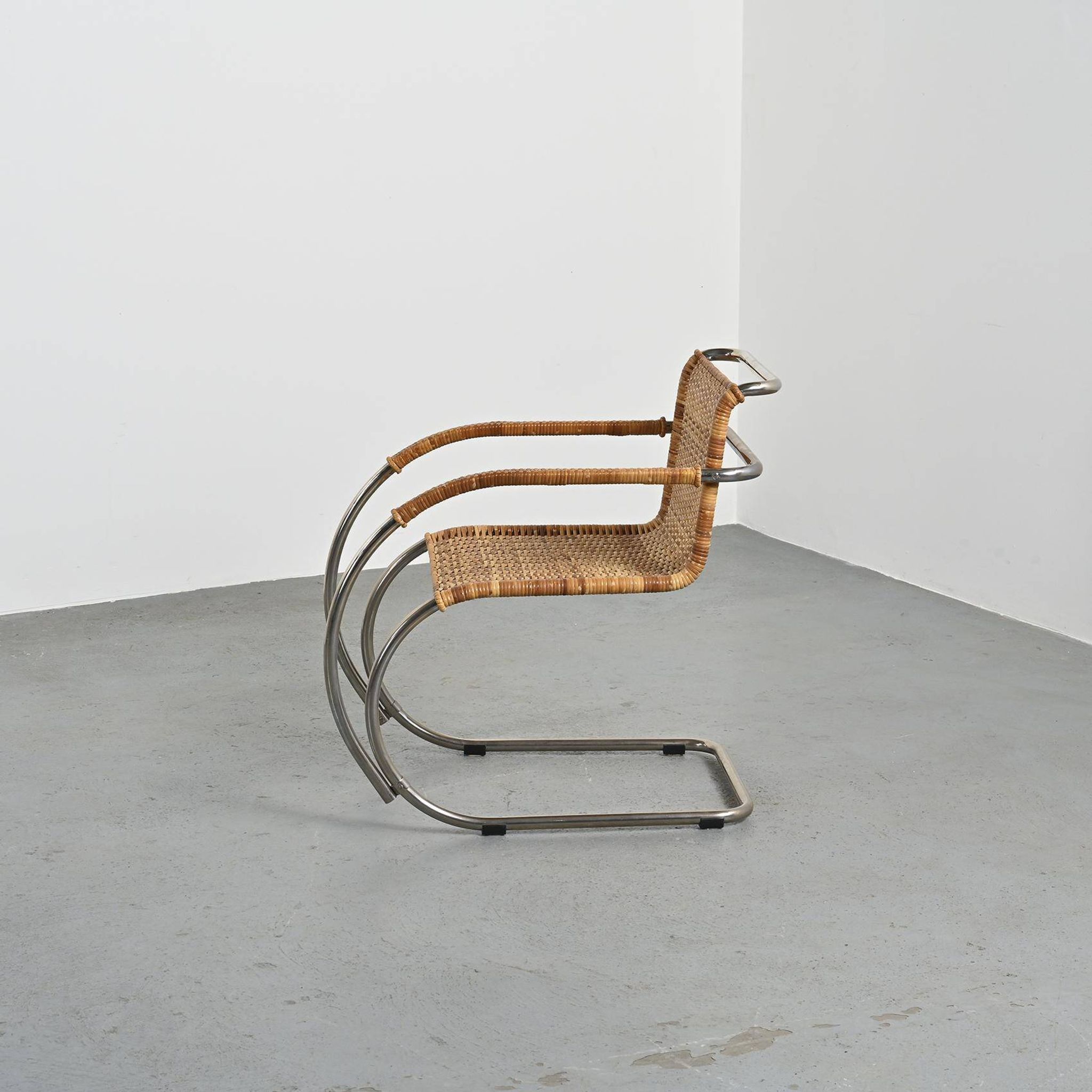 D42 tubular steel and cane armchair, Tecta, Germany, circa 1980