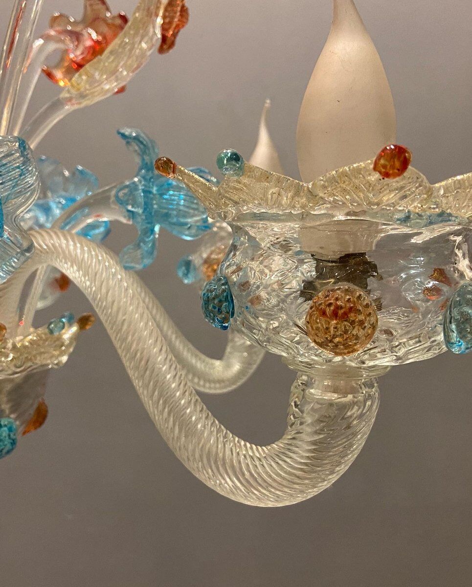 Venetian murano glass flower chandelier, 1960s