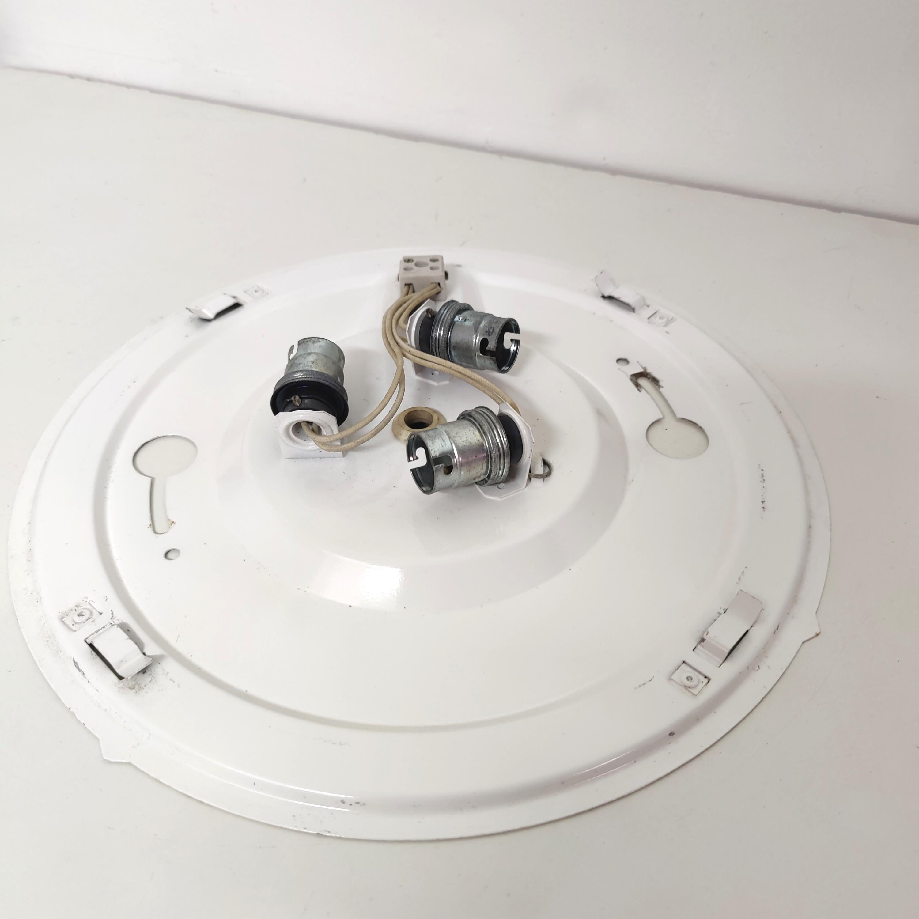 Ceiling lamp or wall lamp Holophane white opaline glass 1970 diameter 35cm