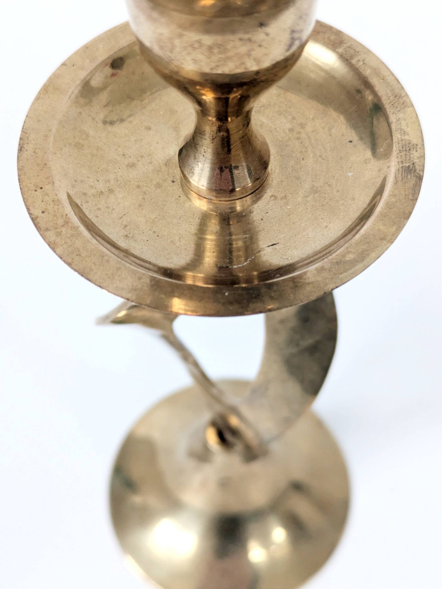 Set of 3 Vintage Twisted Brass Candle Holders, Midcentury