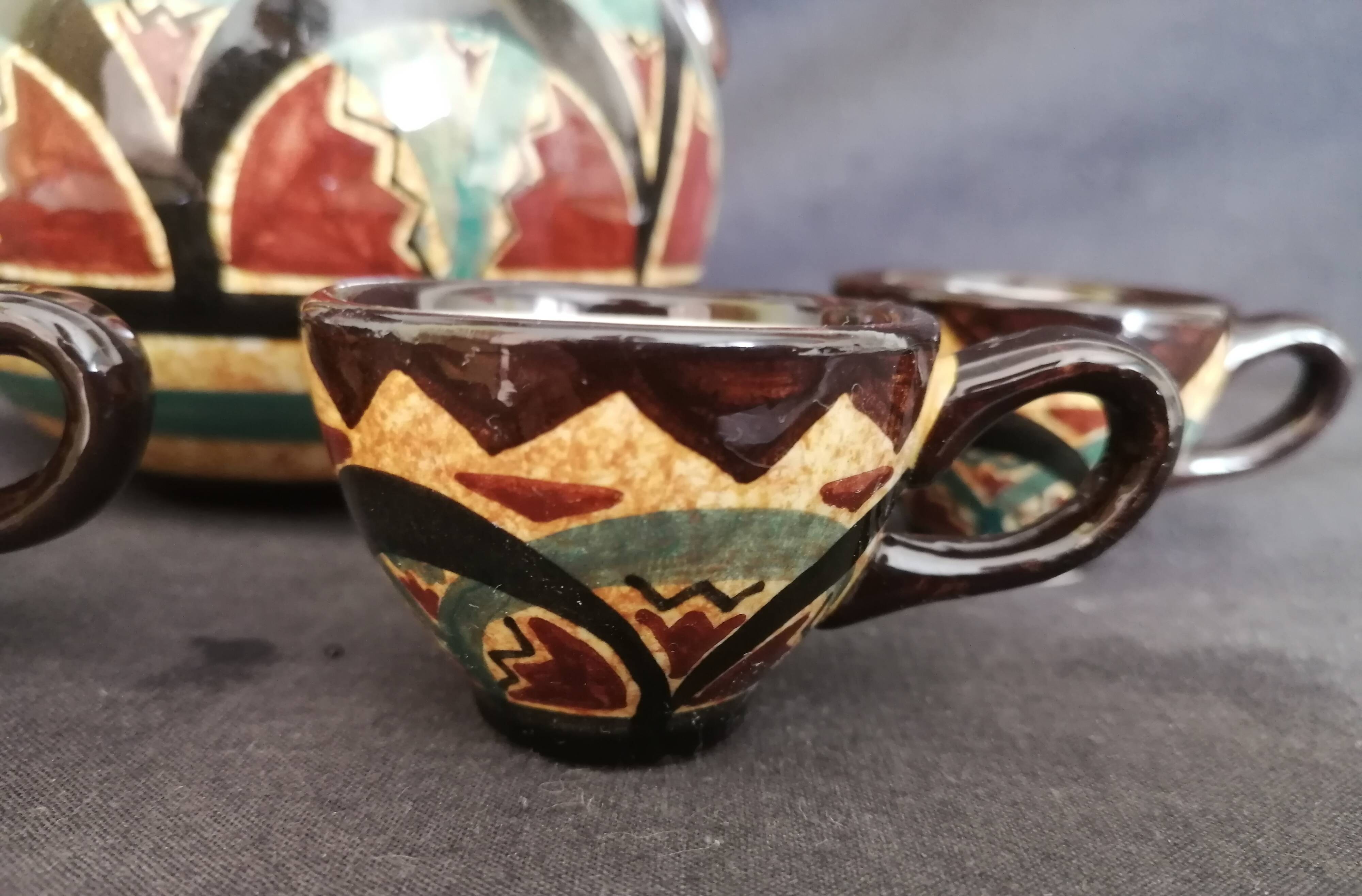 Saint Jean de Bretagne ceramic liqueur set, 5 pieces