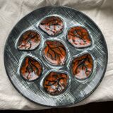 Set of 6 vintage oyster plates, earthenware, 1960s
