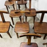 9 brutalist T chairs by Aranjou, Olavi Hänninen