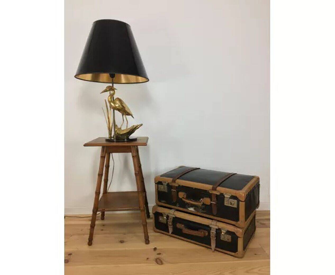 1960 carved bamboo wood side table, pedestal table