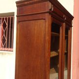 Small oak display case, old glass