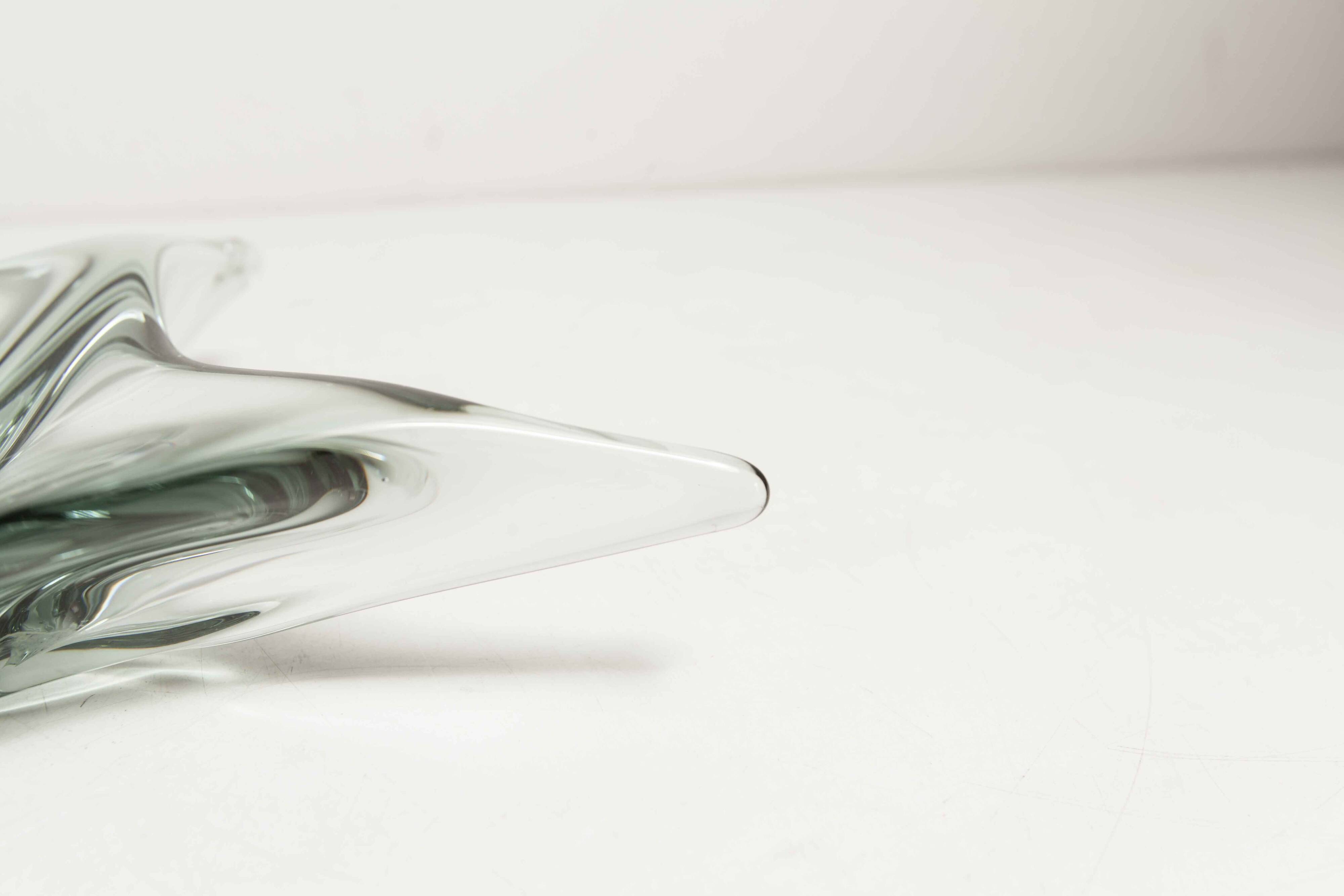 Transparent and green Murano glass ashtray