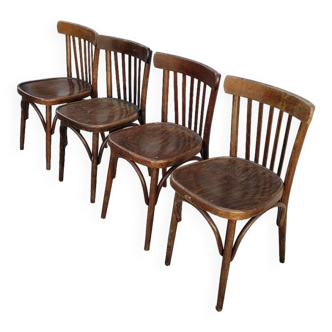 Set of 4 vintage Baumann style bistro restaurant chairs 1950s