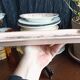 Art Deco cake dish by Longwy in pink earthenware and cloisonné enamels