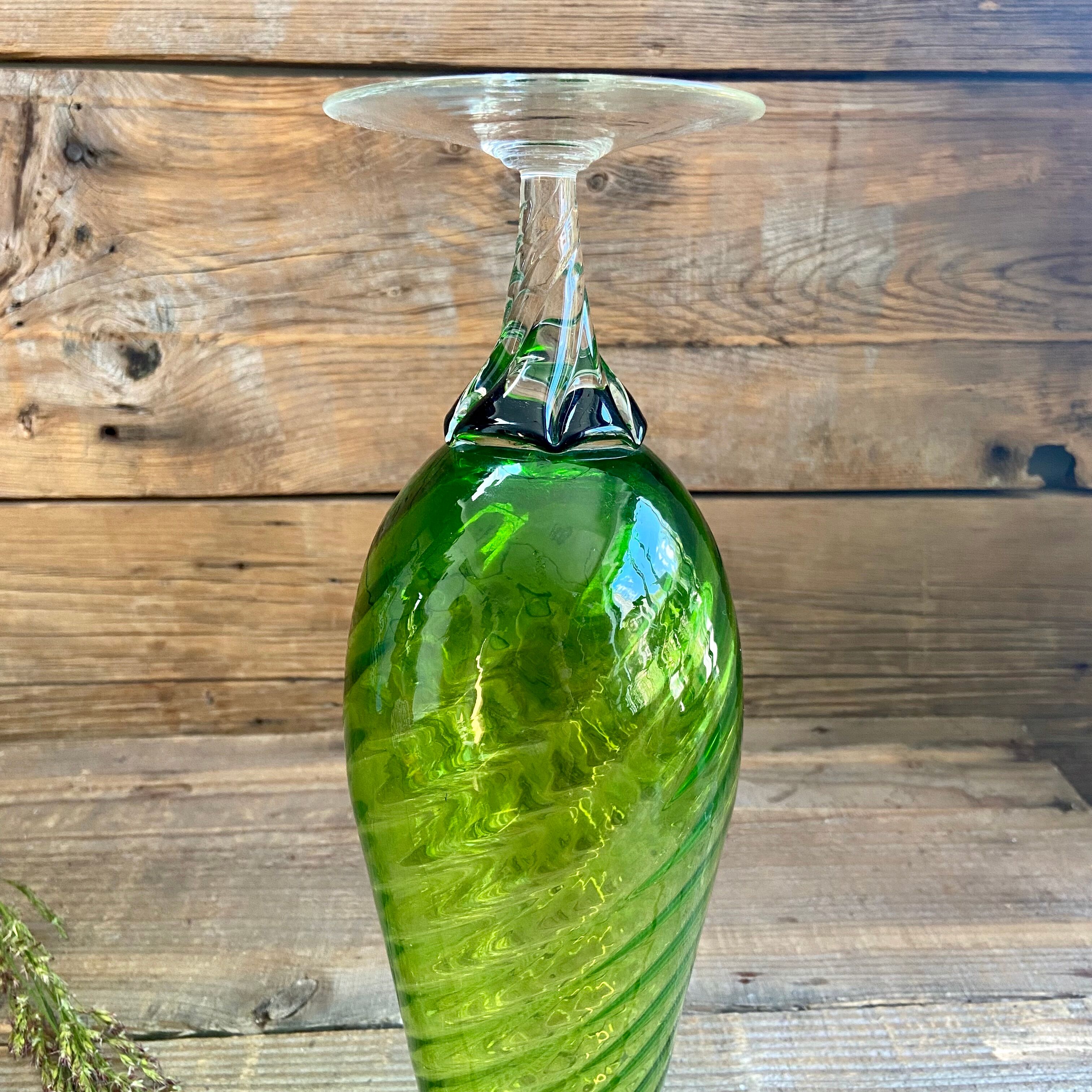 Vase vintage en verre empoli vert