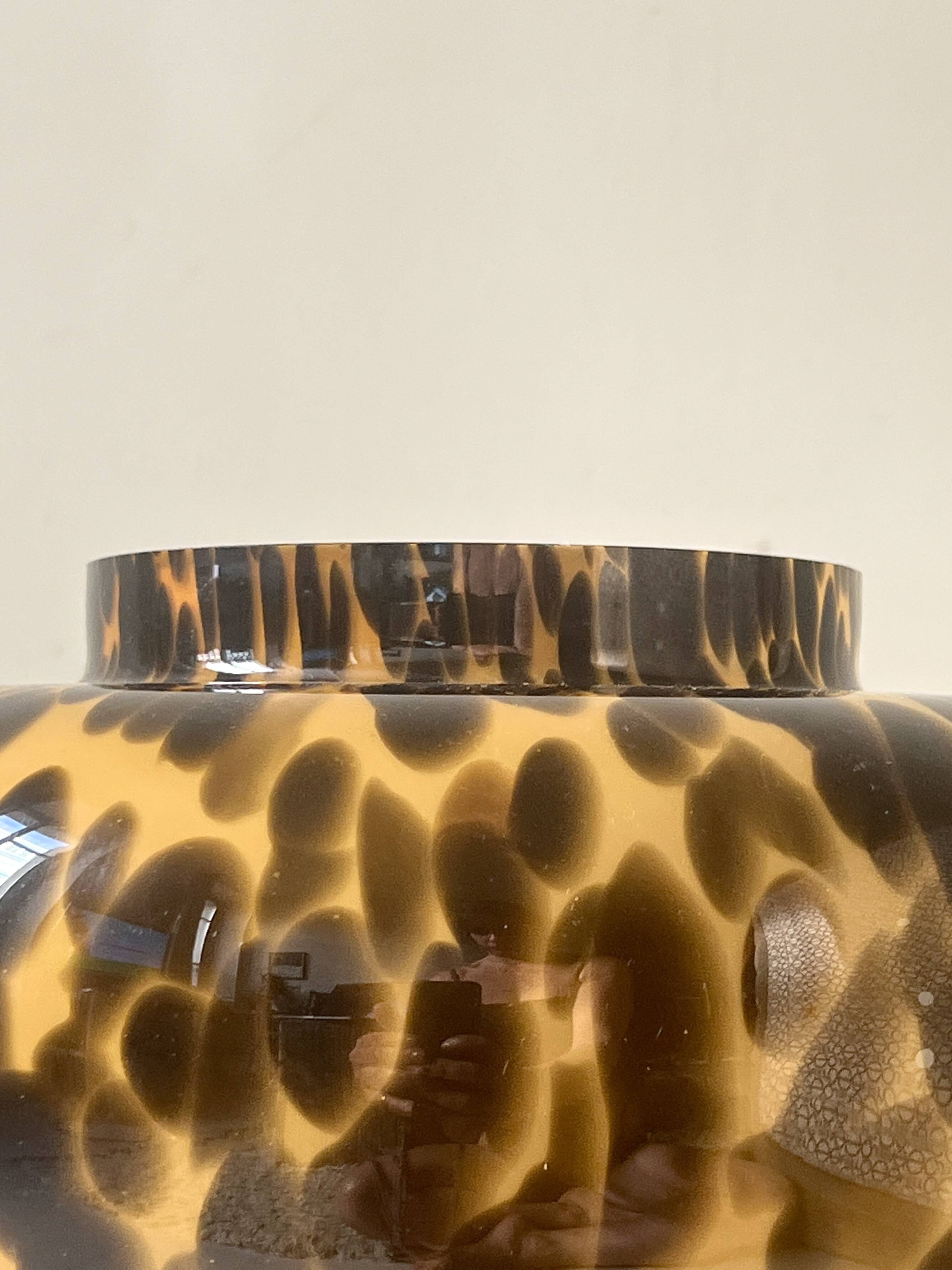 Large Hutschenreuther vase signed, blown glass in tortoiseshell style like Murano.