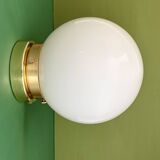 Vintage wall or ceiling light globe in white opaline.