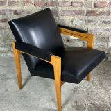 Armchair with vintage system 1950 in wood and imitation
