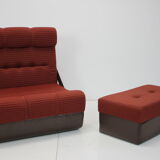 Mid-century Folding Armchair and Footstool or Daybed,1970's.