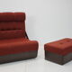 Mid-century Folding Armchair and Footstool or Daybed,1970's.