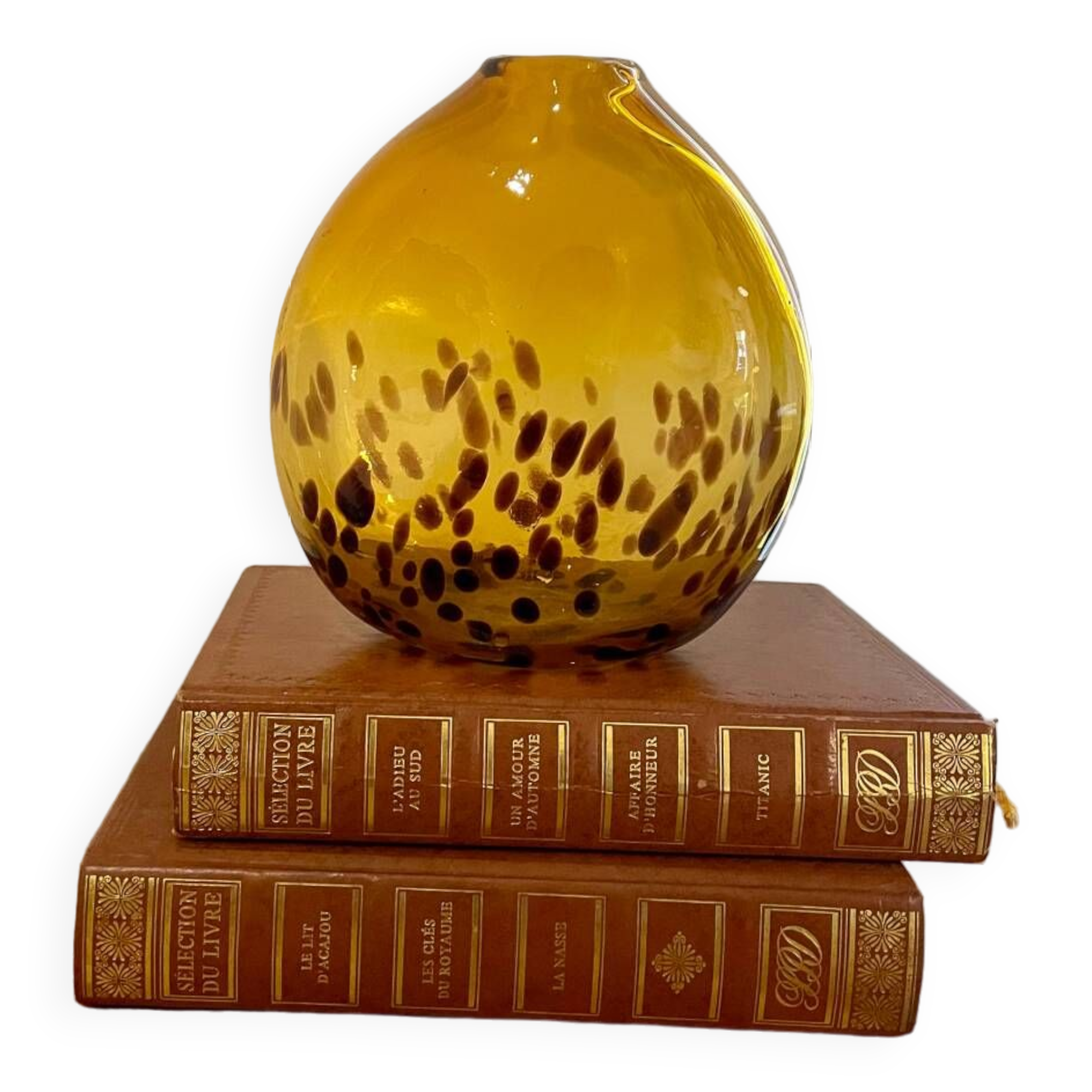 Vase soufflé en verre tacheté