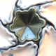 Art Nouveau Deco slurry oyster plate, signed Terre de Fer Longchamp