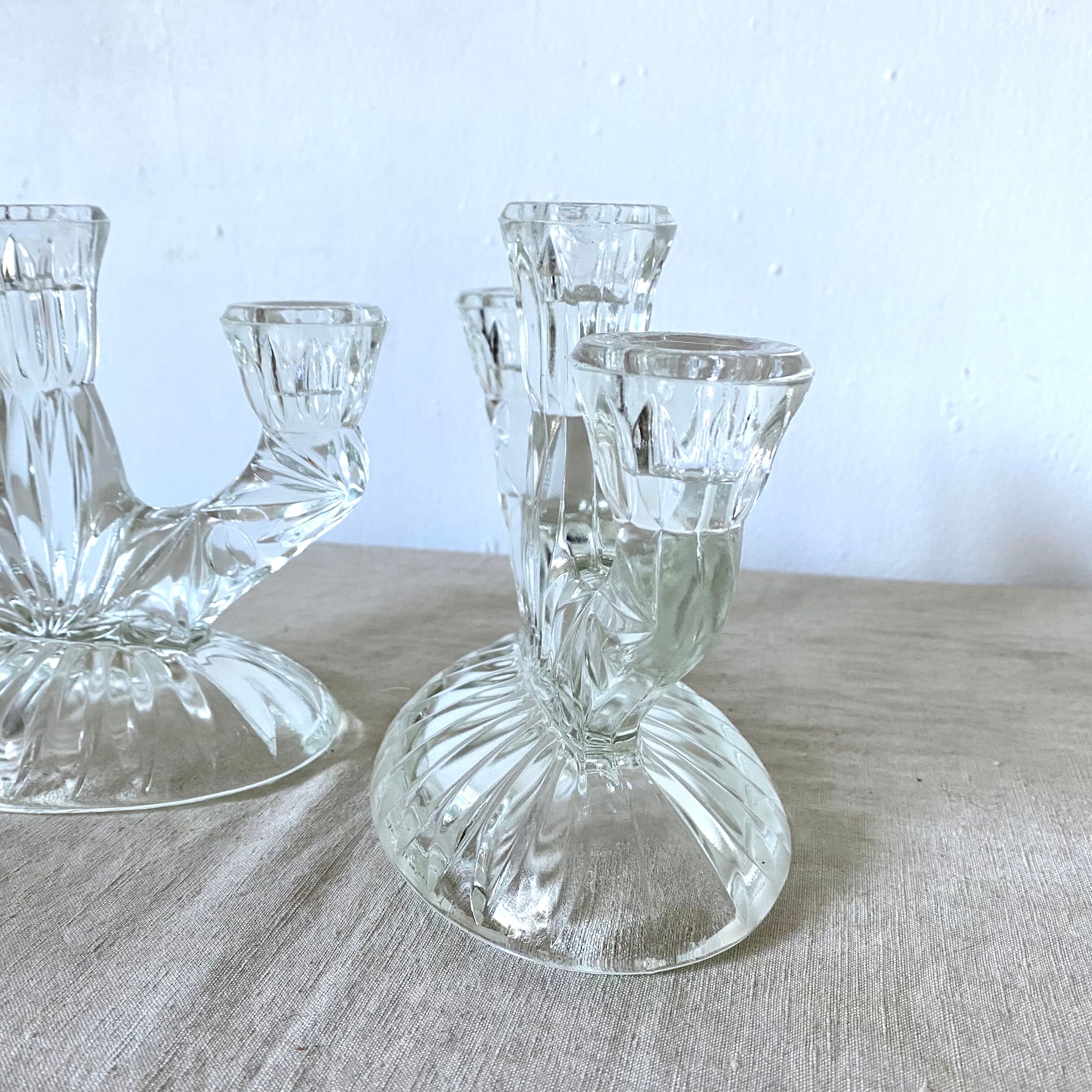 Pair of glass candlesticks
