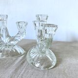 Paire de chandeliers en verre