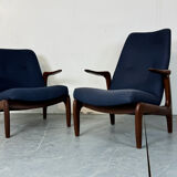 Fauteuils lounge danois en teck, style moderniste du milieu du XXe siècle, années 1960, lot de 2