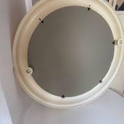 Round Beige and Coral Plastic Wall Mirror from the 70s-80s
