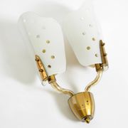 Beautiful large Mid Century Modern wall lamp made of brass and glass