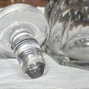Cut glass liqueur carafe with flat sides, signed Baccarat.