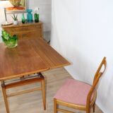 Chaise teck vintage velour rose danemark