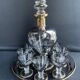 Complete shot service in silver-gray and engraved gold crystal
