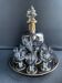 Complete shot service in silver-gray and engraved gold crystal
