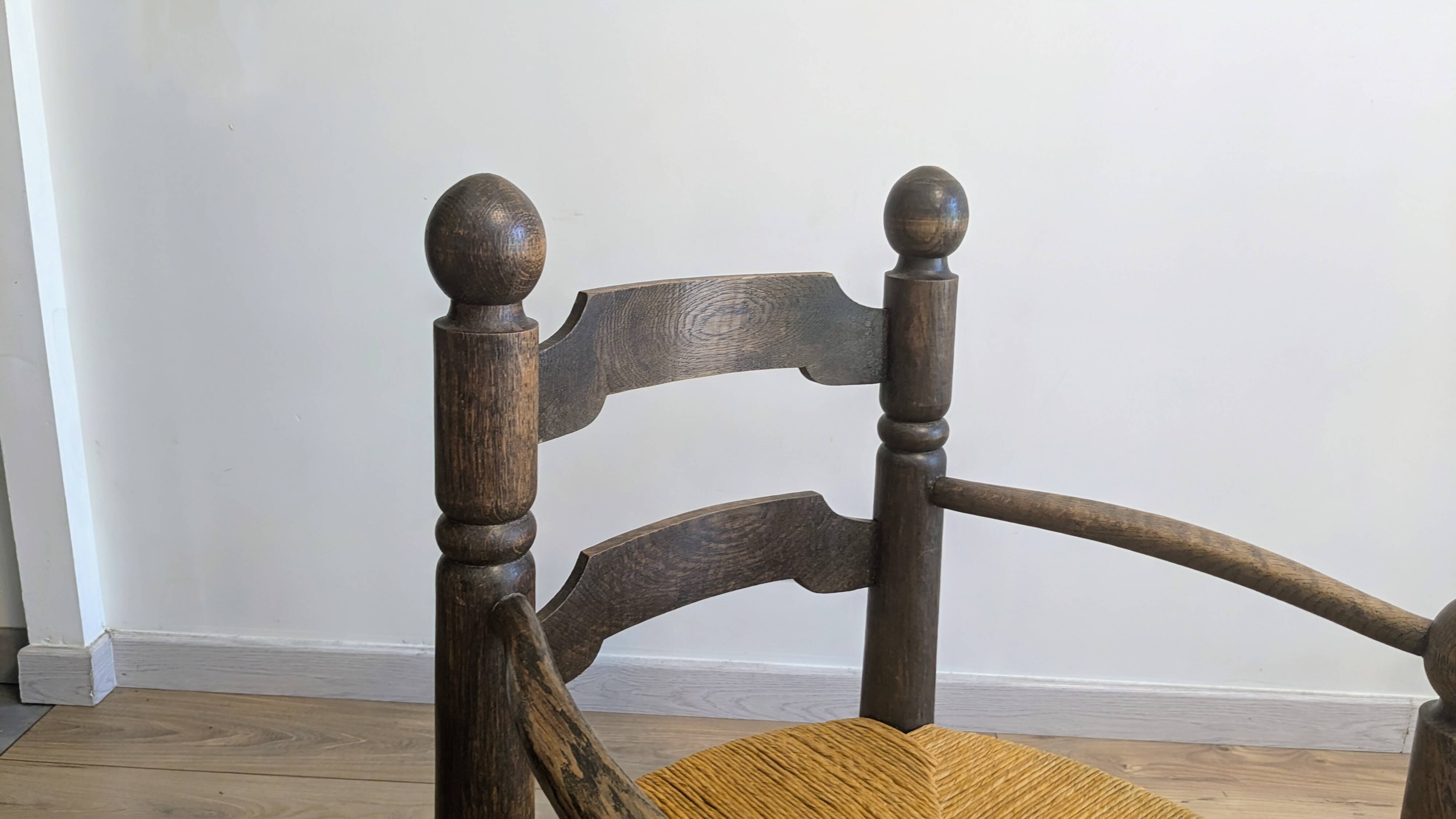 Genuine  Dudouyt style low oak armchair, 1940s