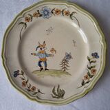 4 Moustiers Longchamp dessert plates. Hand-painted. 1986