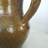 Vintage Studio Pottery Owl Pitcher: Speckled Glaze Stoneware Vase