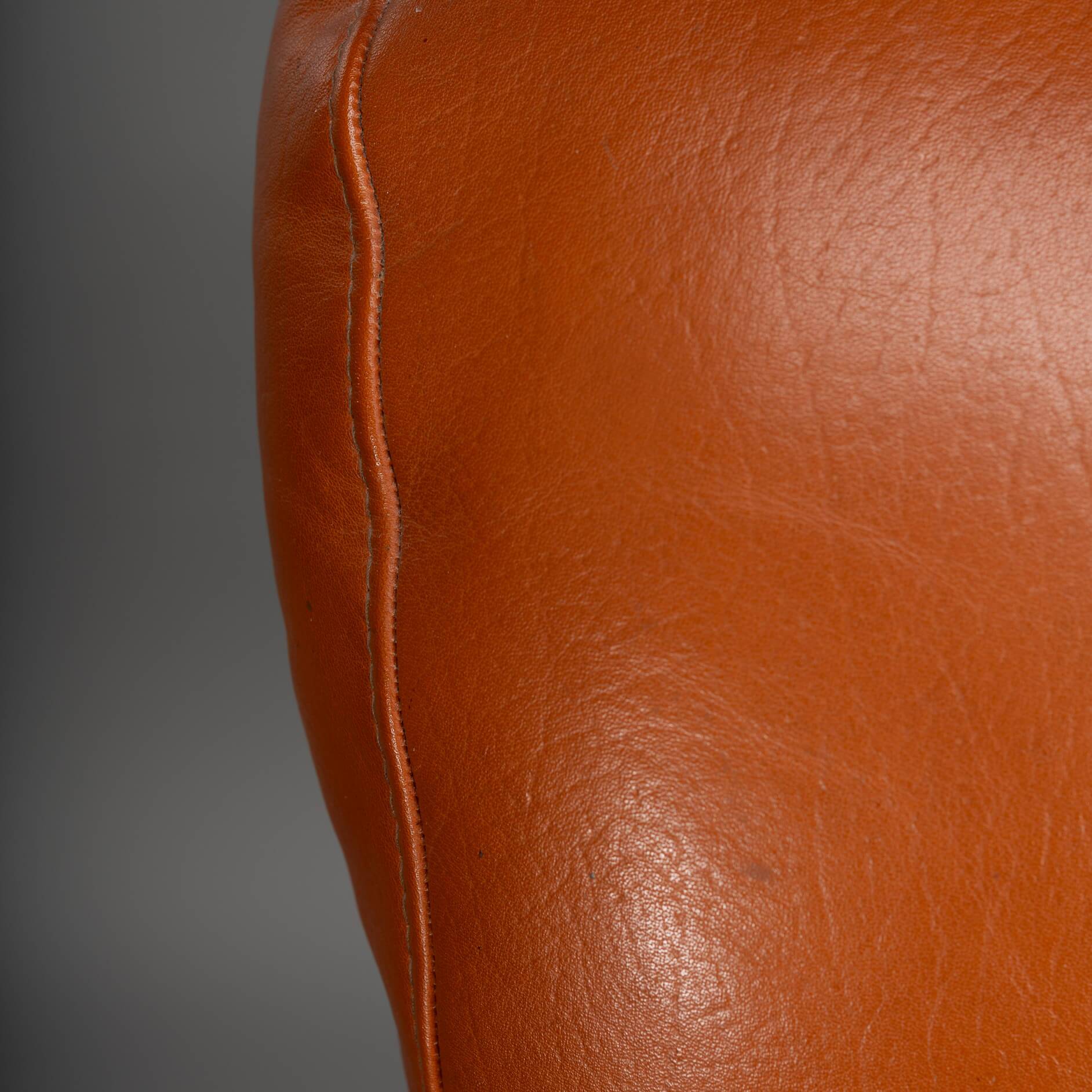 Cognac Leather Swivel chair, 1960s