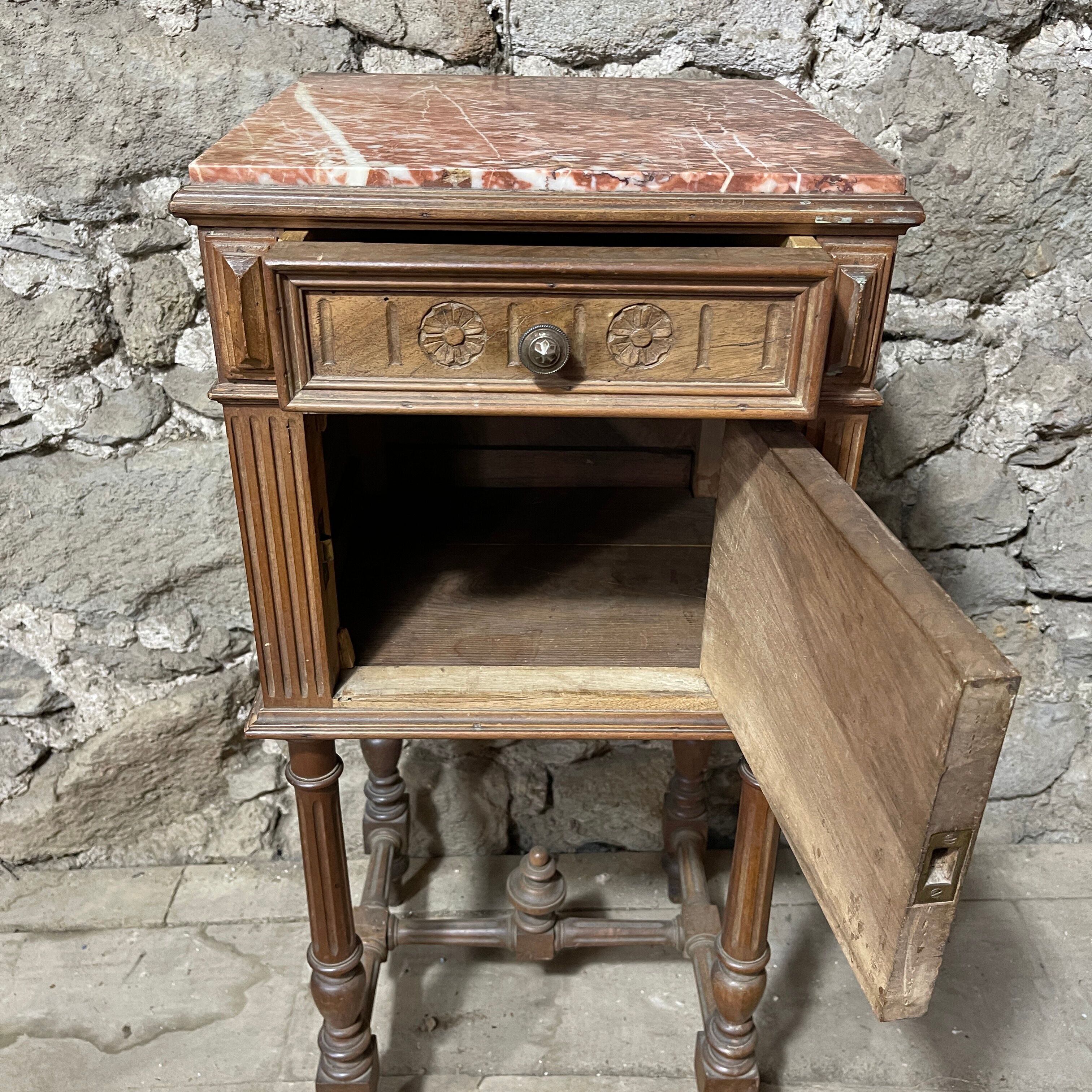 Marble top bedside table