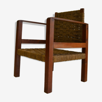 Fauteuil des montagnes bois et cordes 1950