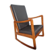 Rocking-chair in teak and skai