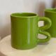 Mug cup ceramic handle graphic wave colorful design tangy apple green