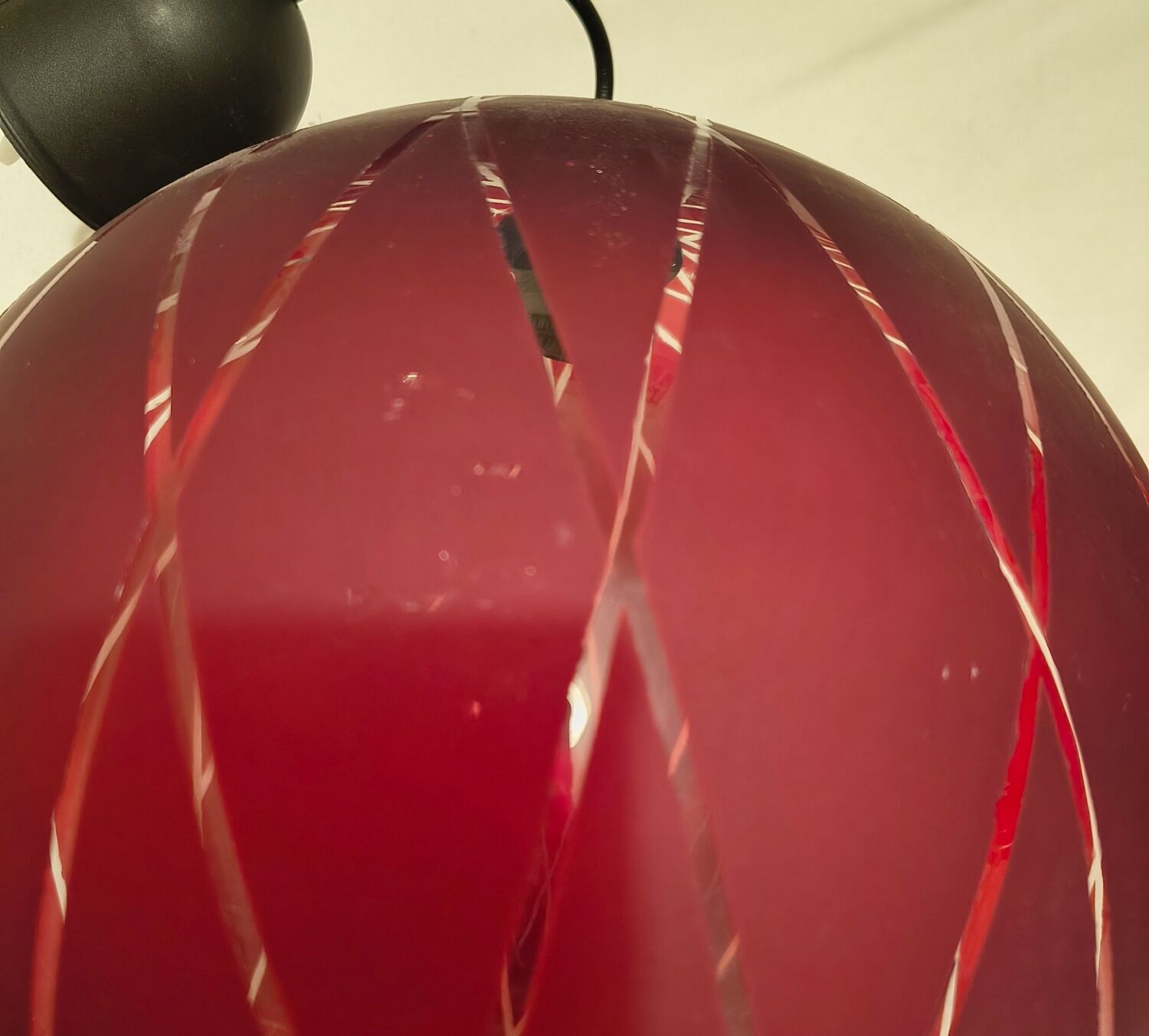 2 red glass Tosel pendants