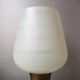 Vintage teak table lamp with 60s white glass lampshade
