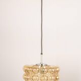 Large amber bubble glass pendant light by Helena Tynell for Limburg, Germany, 1970s.