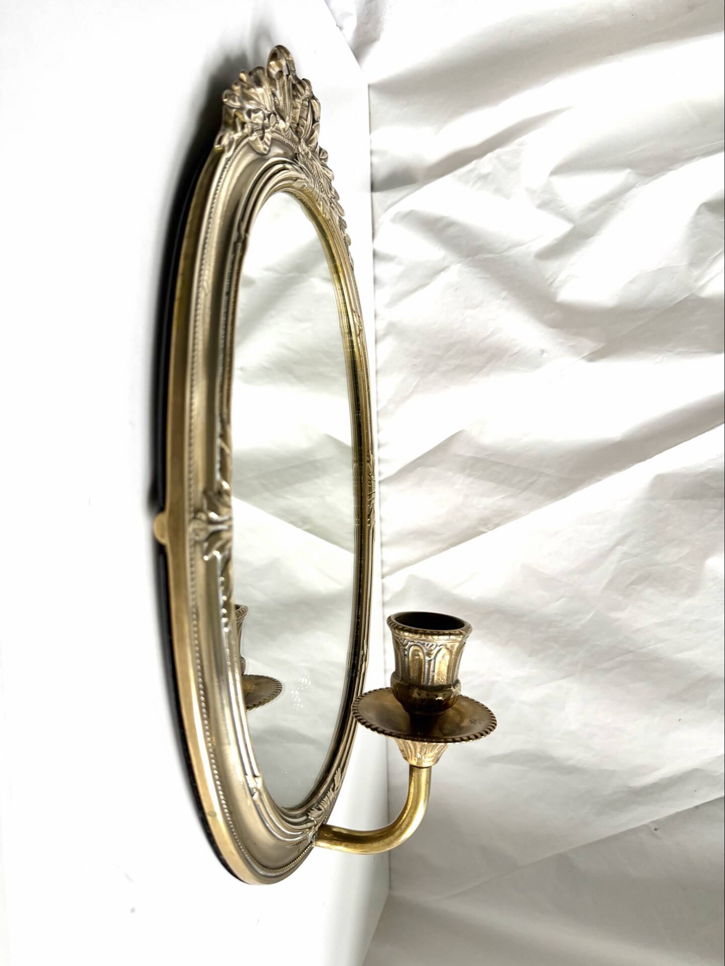 Grand porte-bougie mural vintage en miroir