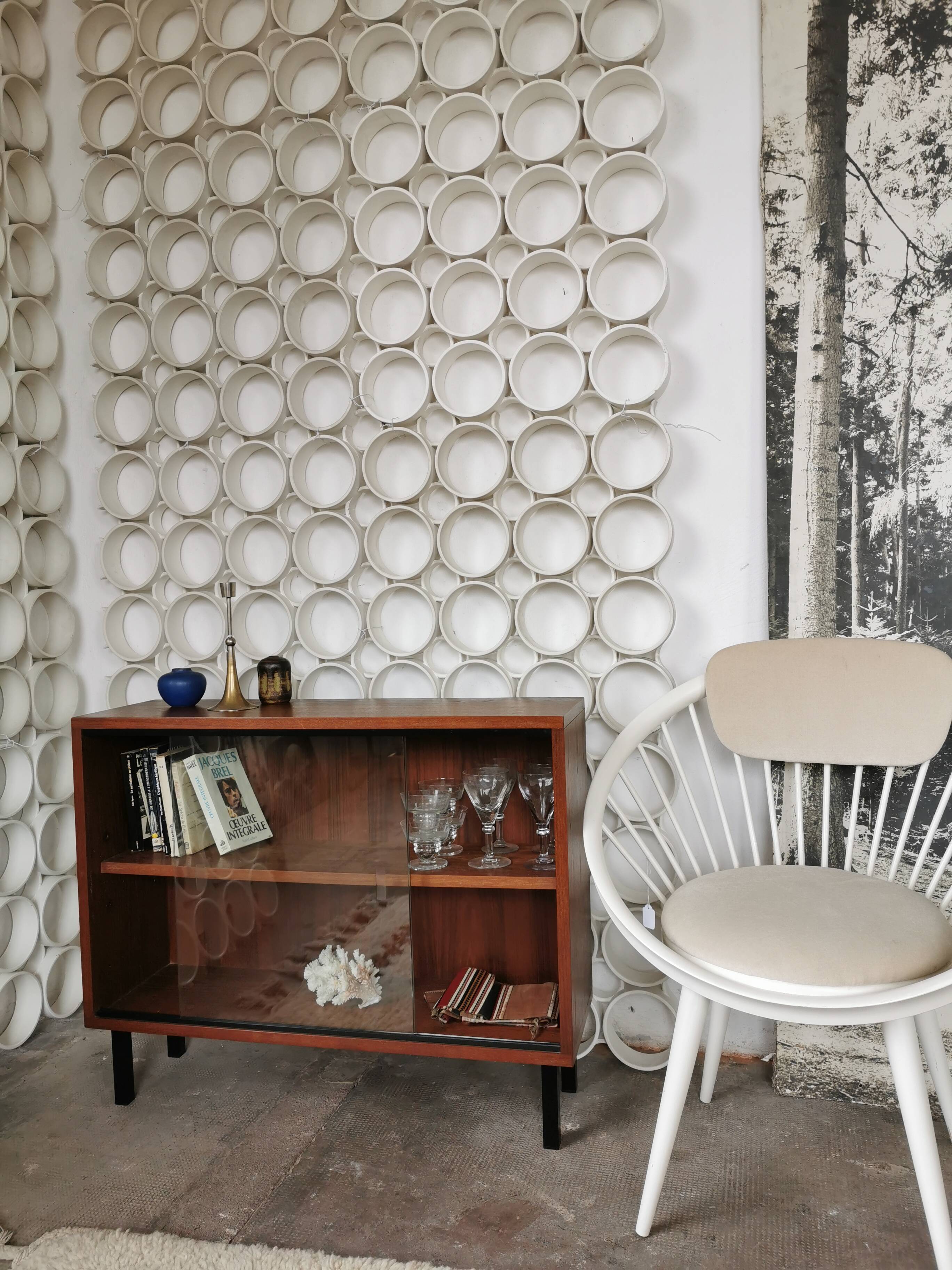 Narrow glass shelf from the 1960s