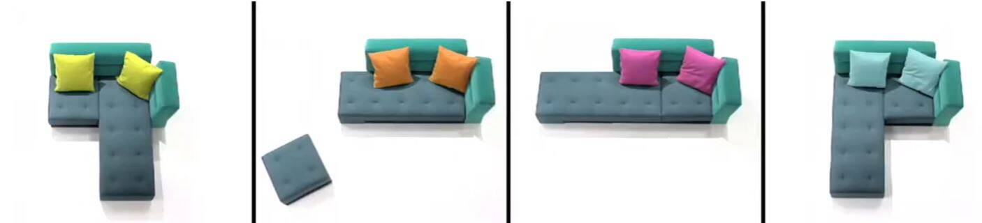 Canapé/méridienne iconique Cinna Patchwork du designer Pascal Mourgue