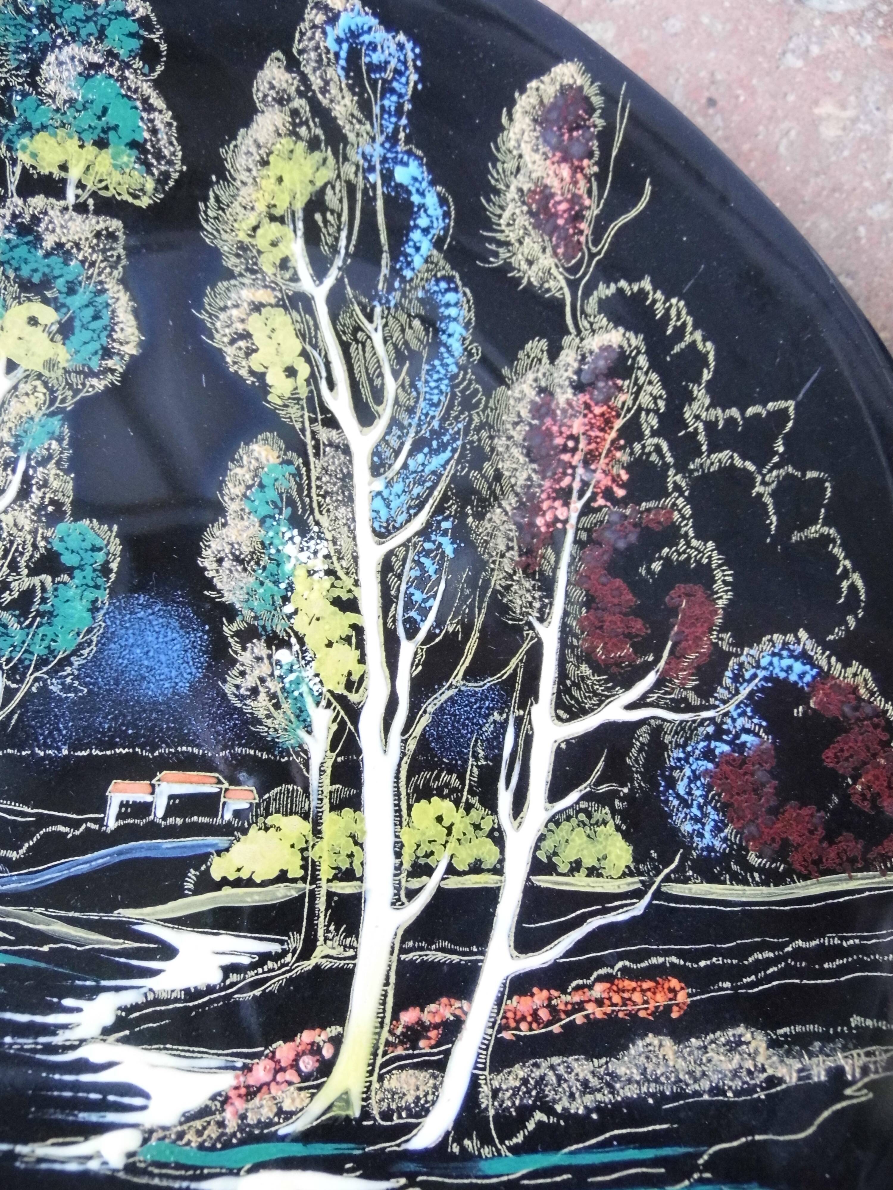 Plate of earthenware, longwy enamels, Vintage, 60/70s