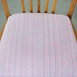 Set of 4 vintage Danish design dining chairs from the 1970s with light purple fabric seats