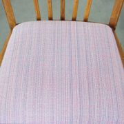 Set of 4 vintage Danish design dining chairs from the 1970s with light purple fabric seats