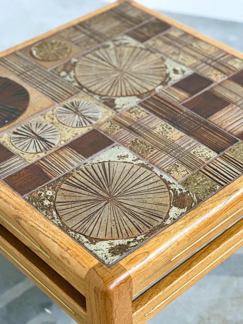 Poulsen Coffee Table for Haslev Møbelsnedkeri in Ceramic Tiles, Denmark, 1960s