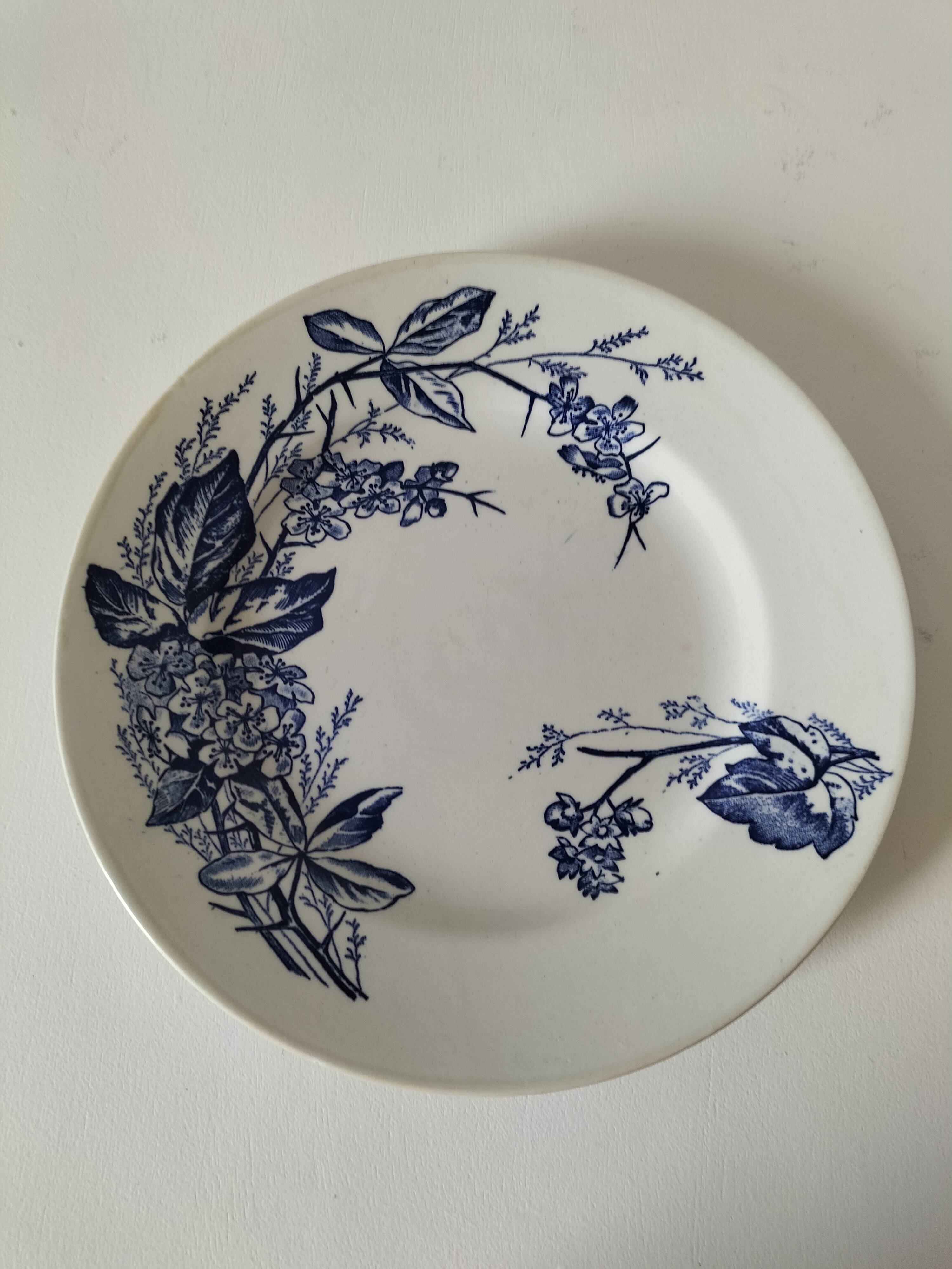 Pair of Longchamp plates 1880-1900 – Rare naturalistic floral decoration