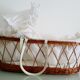 1970s rattan cradle/bassinet with hood and arch