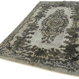 Handmade distressed turkish 1980s 181 cm x 292 cm grey rug